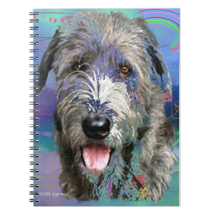 Caderno Espiral Trabalho Colorido de Arte em Wolfhound na Irlanda