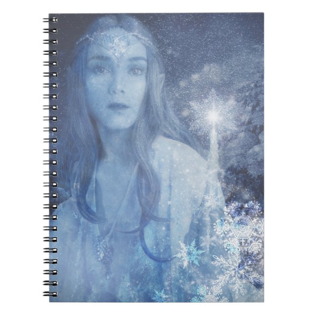 Caderno Espiral Trabalho de arte de Fantasia da Rainha da Neve (Frente)