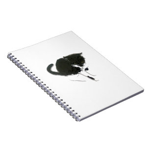 Caderno Espiral Trabalho de arte de Gato Gatinho Preto e Branco