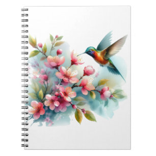Caderno Espiral Trabalho de arte de pássaro-primavera