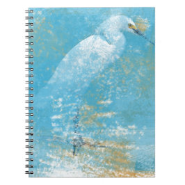 Caderno Espiral Trabalho de arte Pintado de Neve Egret | Livro das