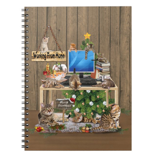 Caderno Espiral Trabalho de Natal de casa com meus gatos (Frente)