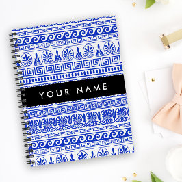 Caderno Espiral Traço Grego, Chave Mista, Azul, Seu Nome