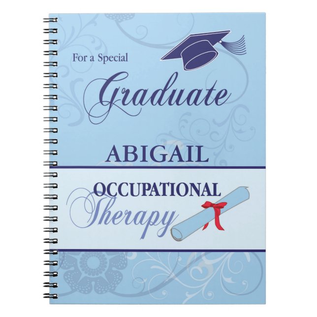 Caderno Espiral Traços Azuis De Graduação, Presente Vertical (Frente)