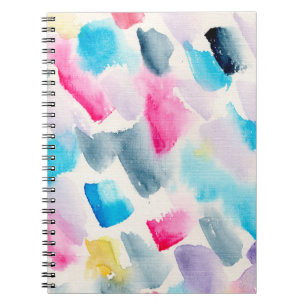 Caderno Espiral traços de pincel com abstrato de aquarela feitos à