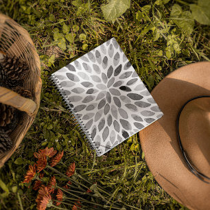 Caderno Espiral Traços de pincel de aquarelas - preto e branco