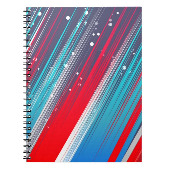 Caderno Espiral Traços legal de Pincel Azul Vermelho Branco (Frente)