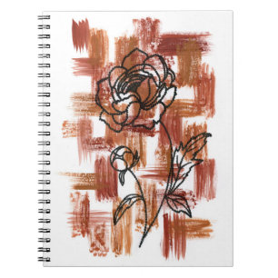 Caderno Espiral Traços Modernos de Terracota e Rosa Espiral de Tin
