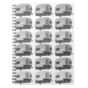 Caderno Espiral Trailer Preto de Campanha de Vintage - Camping Cam