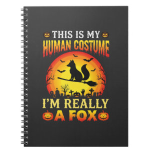 Caderno Espiral Traje Humano de Raposa Engraçado de Halloween