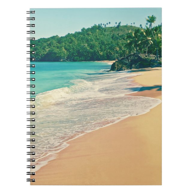 Caderno Espiral Tranquil Tropical Island Beach (Frente)
