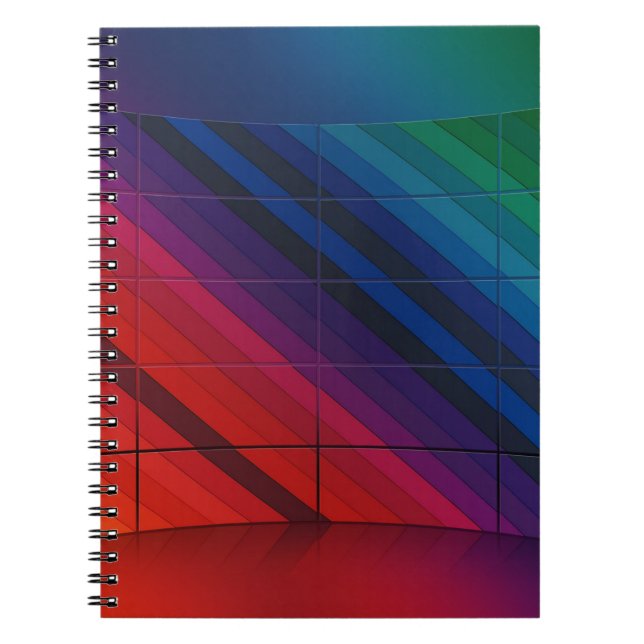 Caderno Espiral Transição Multicoloração Com Grade (Frente)