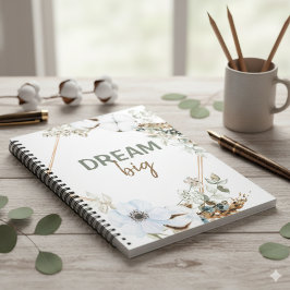 Caderno Espiral Trecho Inspirador do Dream Big Boho Chic Pampas Gr