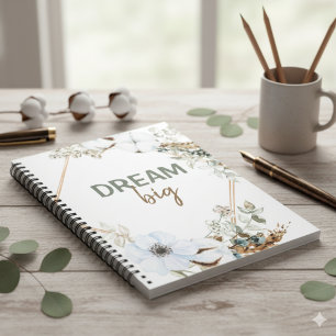 Caderno Espiral Trecho Inspirador do Dream Big Boho Chic Pampas Gr