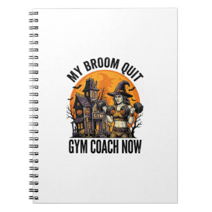 Caderno Espiral Treinador de Fitness de Halloween Bruxa Abóbora Tr