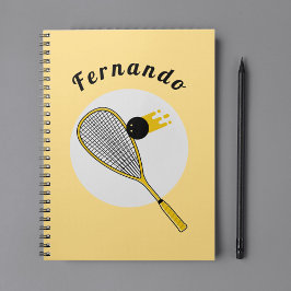 Caderno Espiral Treinador de Jogador de Squash Racketball Nome Per