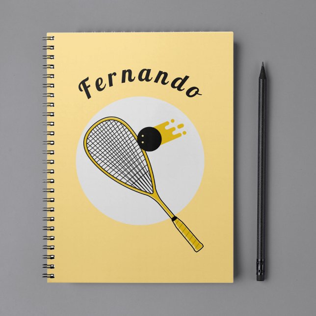 Caderno Espiral Treinador do Squash Player Racketball Nome persona (Criador carregado)