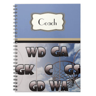 Caderno Espiral Treinador personalizado do Netball das posições 