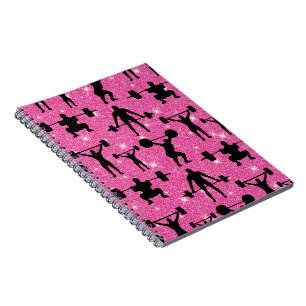 Caderno Espiral Treino de Fitness Academia Esporte Brilho Rosa