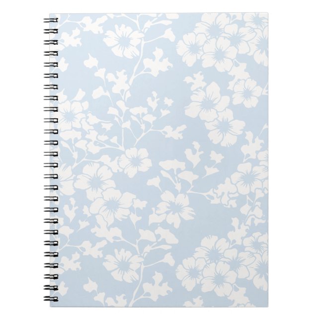 Caderno Espiral Treliça Floral - Azul Pó (Frente)
