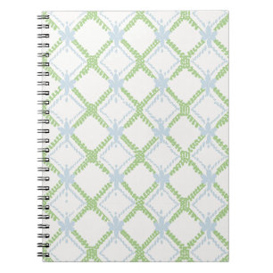 Caderno Espiral Treliça Verde e Azul, Impressão de Treliça de Jard