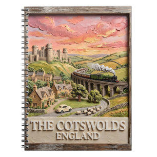 Caderno Espiral Trem a Vapor de Cotswolds Castelo Campo Inglaterra