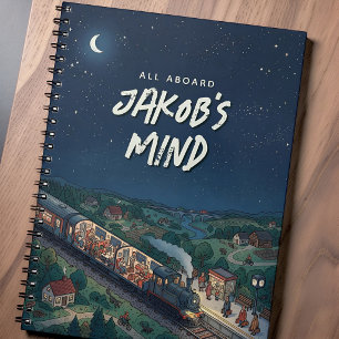 Caderno Espiral Trem Noturno Todos a Bordo Pensamento Personalizad