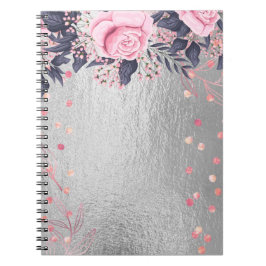 Caderno Espiral Trending Metal Floral Stationery Orçamento Girly