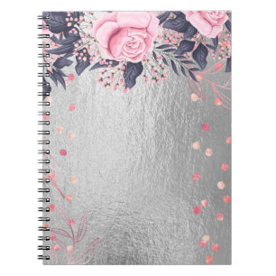 Caderno Espiral Trending Metal Floral Stationery Orçamento Girly