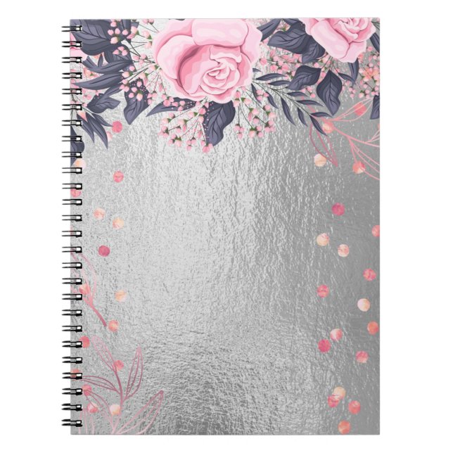 Caderno Espiral Trending Metal Floral Stationery Orçamento Girly (Frente)