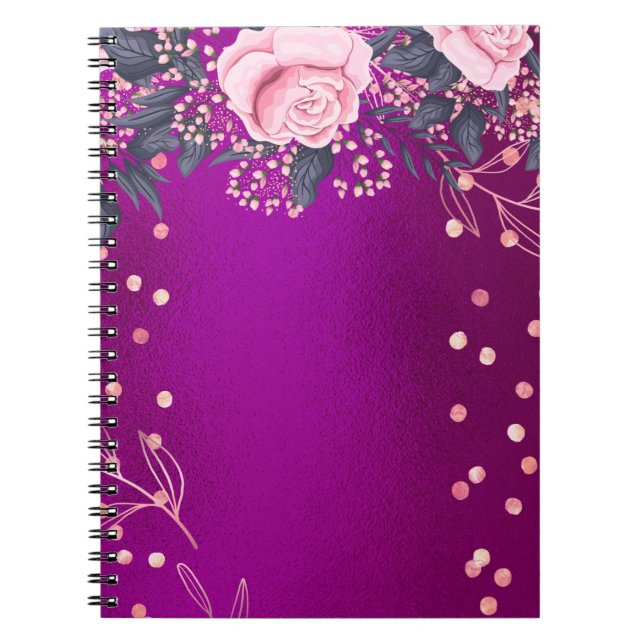 Caderno Espiral Trending Metal Floral Stationery Orçamento Girly (Frente)