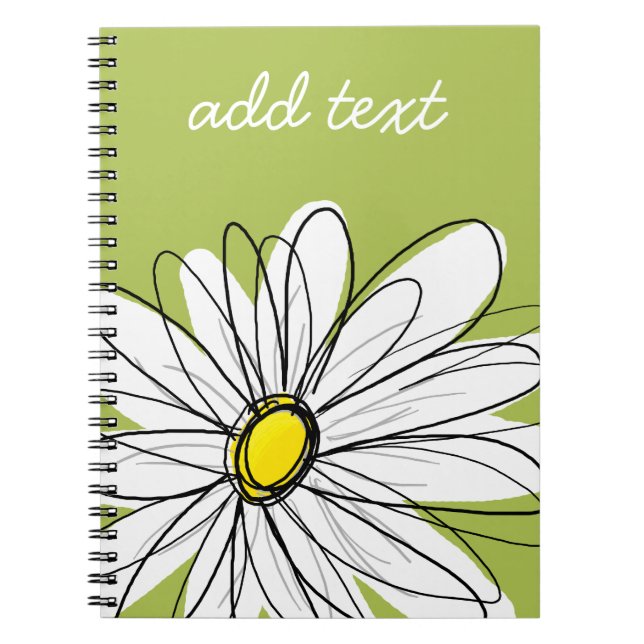 Caderno Espiral Trendy Daisy Floral Illustração - limão e amarelo (Frente)