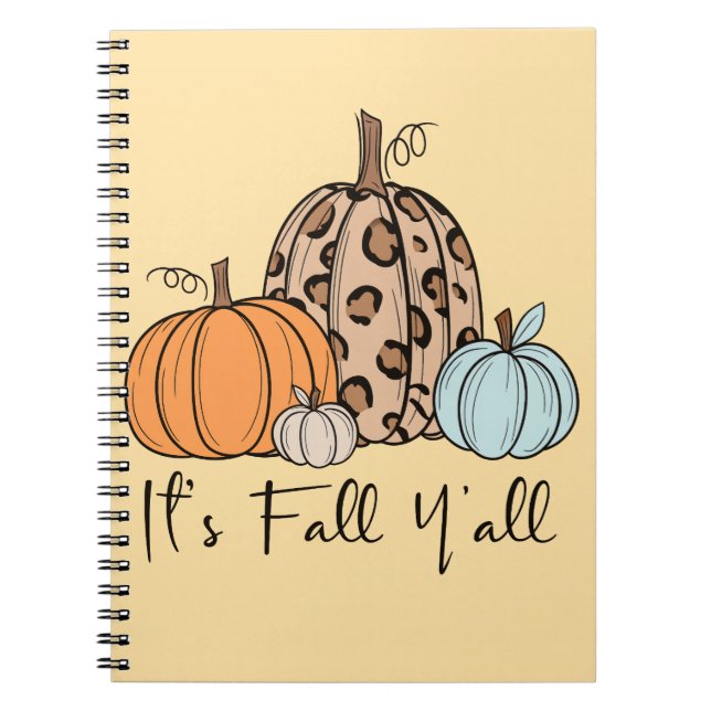 Caderno Espiral Trendy Fall Pumpkin | "É Queda Y'all" Cotação (Frente)