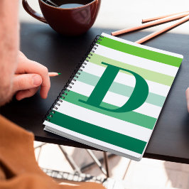 Caderno Espiral Trendy Green Stripes Monograma