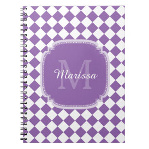 Caderno Espiral Trendy Light Purple Checked Nome Monograma