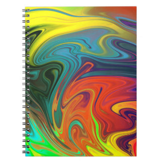 Caderno Espiral Trendy neon laranja azul verde Abstrato