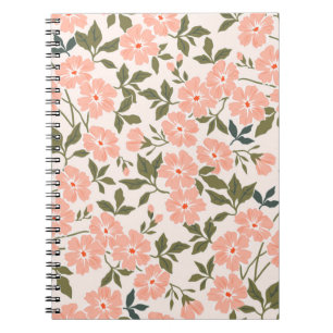 Caderno Espiral Trendy, padrão floral de vintage. Sem fim