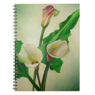 Caderno Espiral Três Lírios Calla Afiados em acrílico Botânico
