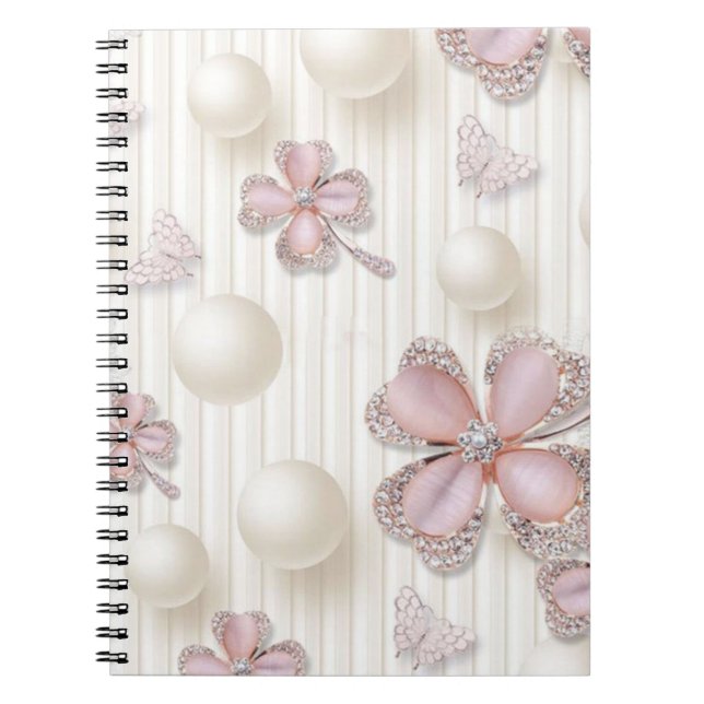 Caderno Espiral Trevas de 4 folhas de diamante rosa (Frente)