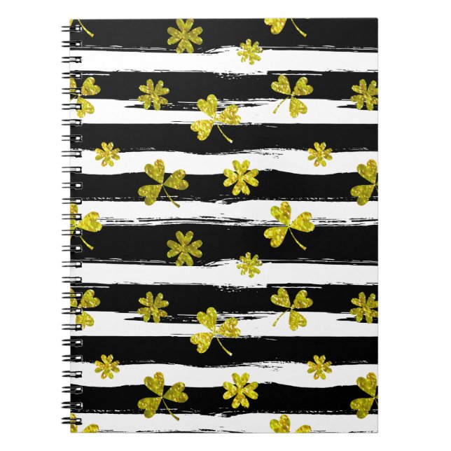 Caderno Espiral trevo branco preto (Frente)