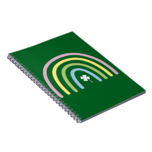 Caderno Espiral Trevo de Quatro Folhas Arco-íris Dia de São Patríc