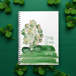 Caderno Espiral Trevo de Shamrock Aquarela