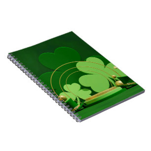 Caderno Espiral Trevo de três folhas do Dia de São Patrício de Sli