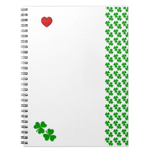 Caderno Espiral Trevos com coração vermelho Papelaria Irlandesa