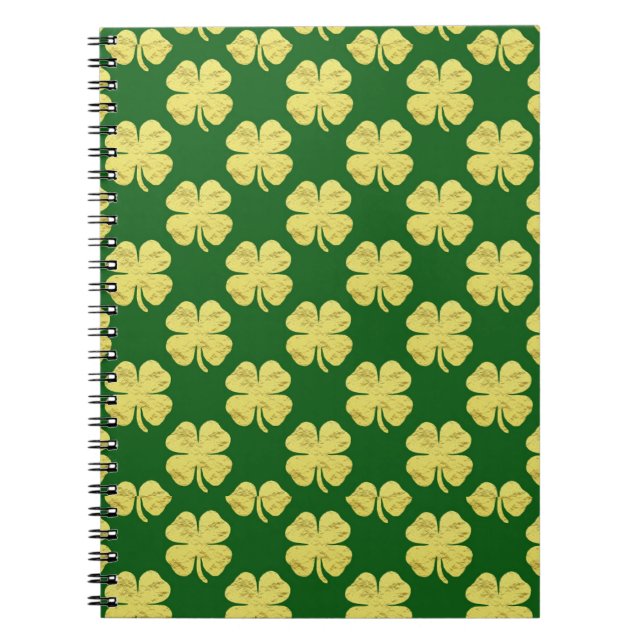 Caderno Espiral Trevos Dourados (Frente)