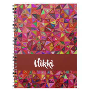 Caderno Espiral triângulos abstrato coloridos em