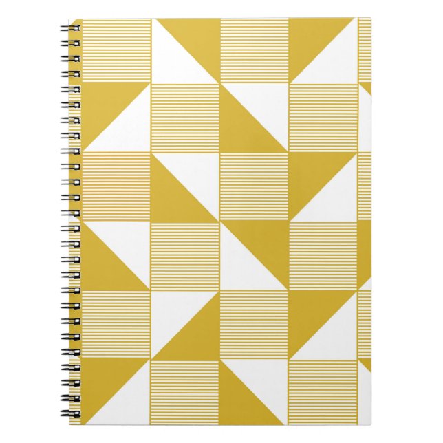 Caderno Espiral Triângulos Amarelos: Padrão Linear Invisível. (Frente)