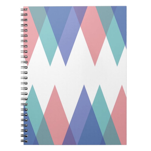 Caderno Espiral Triângulos azuis e corais (Frente)