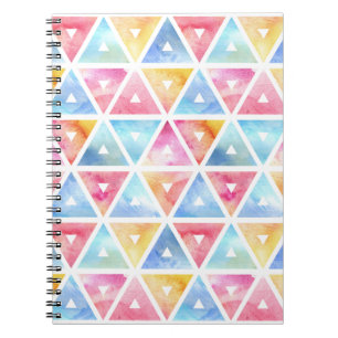 Caderno Espiral Triângulos de Cores Aquáticas Boêmicas