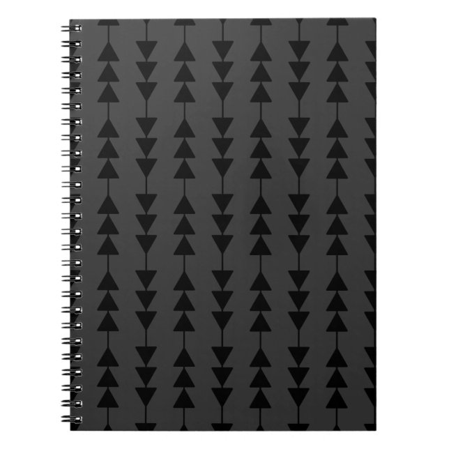 Caderno Espiral Triângulos de enforcamento preto moderno e Na moda (Frente)